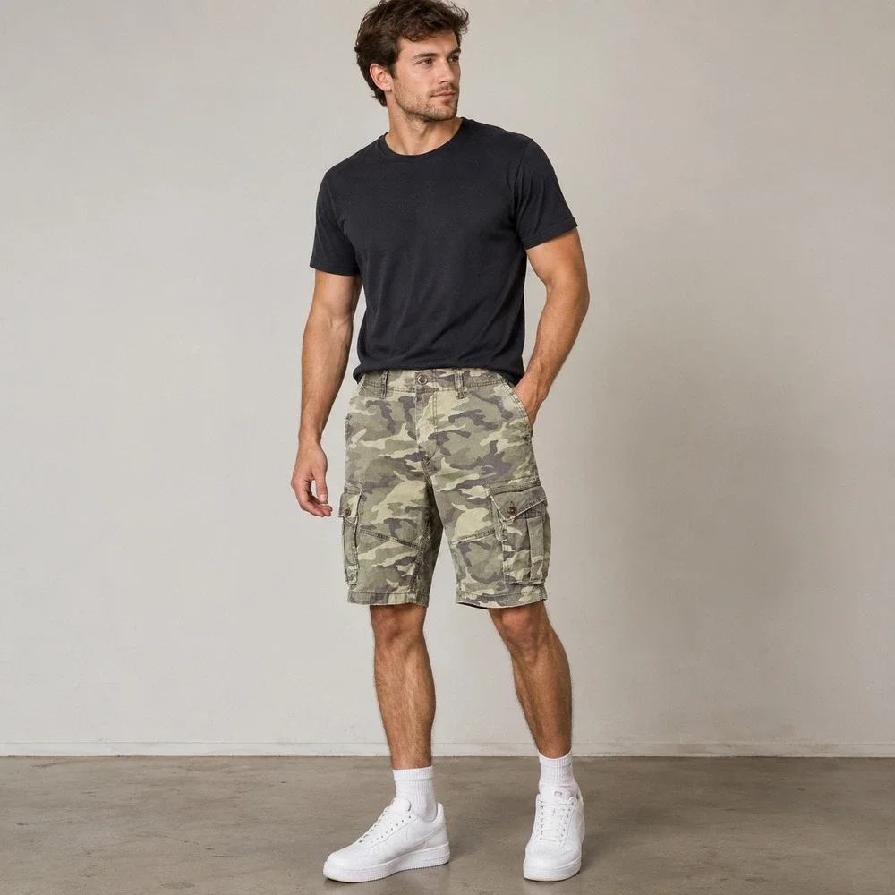 American Eagle Mens Size 31 Next Level Flex Camo Cargo Shorts Classic Stretch